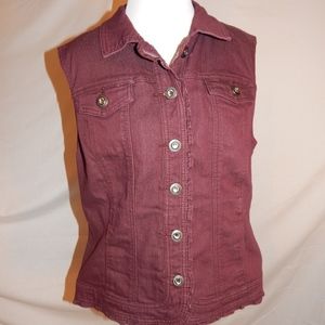 Burgundy Denim Vest